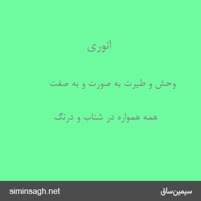 انوری - وحش و طیرت به صورت و به صفت