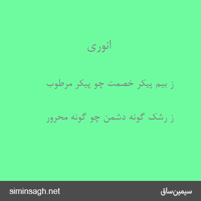 انوری - ز بیم پیکر خصمت چو پیکر مرطوب