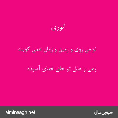 انوری - تو می روی و زمین و زمان همی گویند