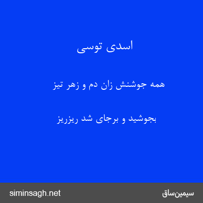 اسدی توسی - همه جوشنش زان دم و زهر تیز