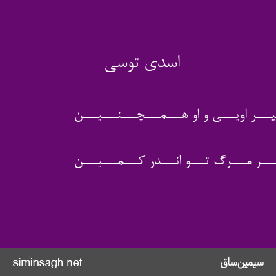 اسدی توسی - بـــه تـــدبـــیـــر اویـــی و او هـــمـــچـــنـــیـــن