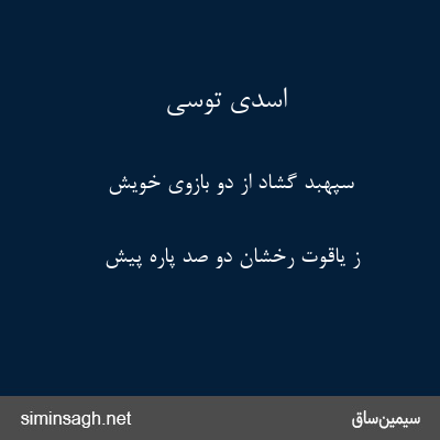 اسدی توسی - سپهبد گشاد از دو بازوی خویش