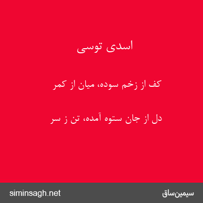 اسدی توسی - کف از زخم سوده، میان از کمر