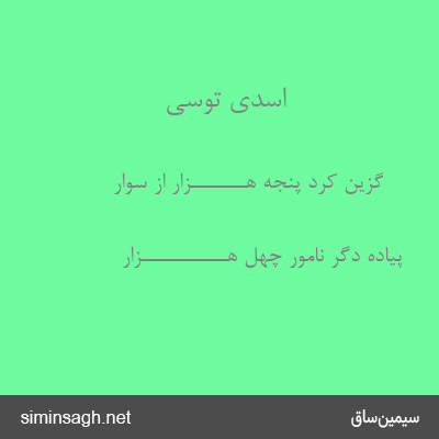 اسدی توسی - گزین کرد پنجه هـــــــزار از سوار