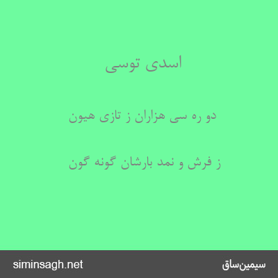 اسدی توسی - دو ره سی هزاران ز تازی هیون