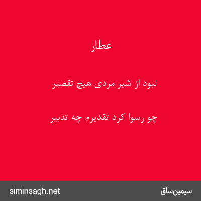 عطار - نبود از شیر مردی هیچ تقصیر