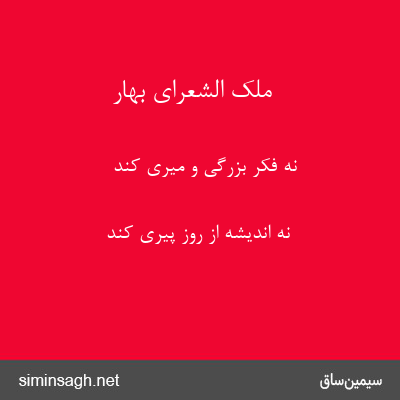 ملک الشعرای بهار - نه فکر بزرگی و میری کند