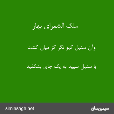 ملک الشعرای بهار - وآن سنبل کبو نگر کز میان کشت