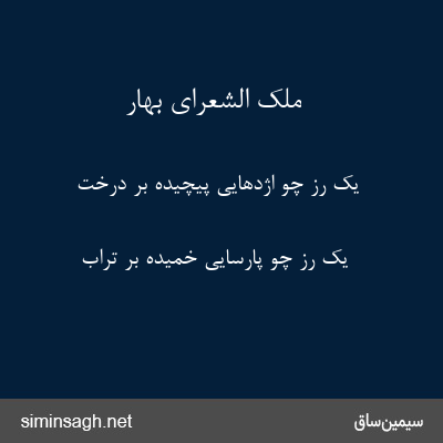 ملک الشعرای بهار - یک رز چو اژدهایی پیچیده بر درخت