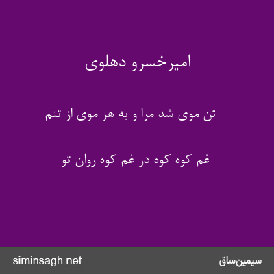 امیرخسرو دهلوی - تن موی شد مرا و به هر موی از تنم