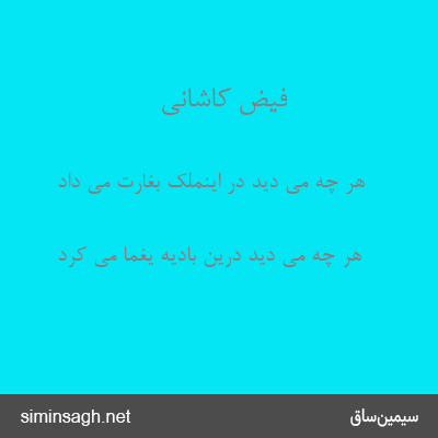 فیض کاشانی - هر چه می دید در اینملک بغارت می داد