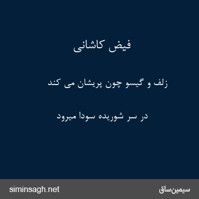 فیض کاشانی - زلف و گیسو چون پریشان می کند