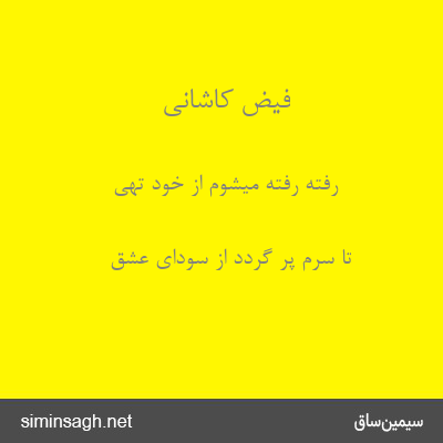 فیض کاشانی - رفته رفته میشوم از خود تهی