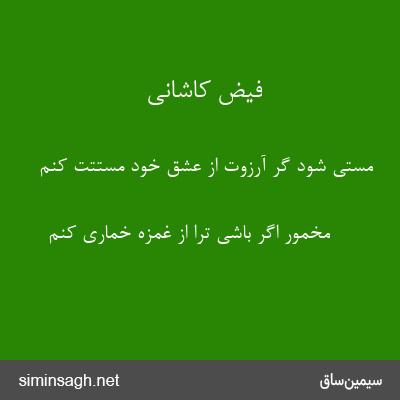 فیض کاشانی - مستی شود گر آرزوت از عشق خود مستتت کنم