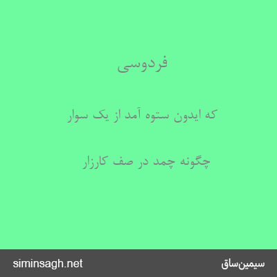 فردوسی - که ایدون ستوه آمد از یک سوار