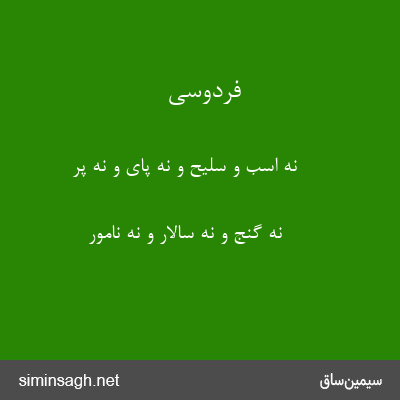 فردوسی - نه اسب و سلیح و نه پای و نه پر