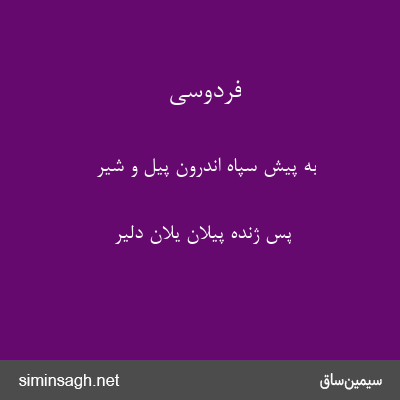 فردوسی - به پیش سپاه اندرون پیل و شیر