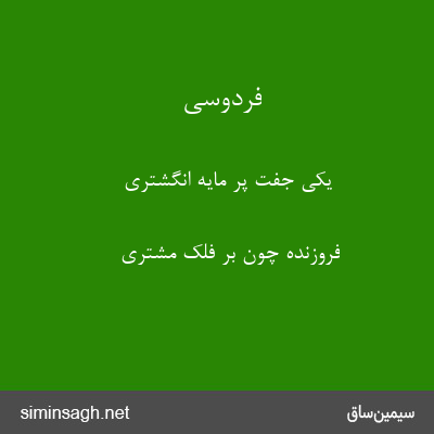 فردوسی - یکی جفت پر مایه انگشتری