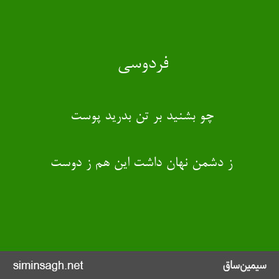 فردوسی - چو بشنید بر تن بدرید پوست