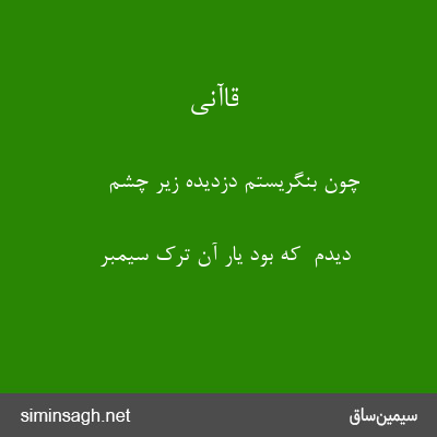 قاآنی - چون بنگریستم دزدیده زیر چشم