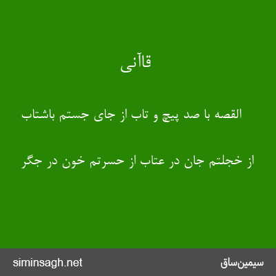 قاآنی - القصه با صد پیچ و تاب از جای جستم باشتاب