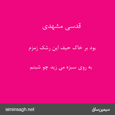 قدسی مشهدی - بود بر خاک حیف این رشک زمزم