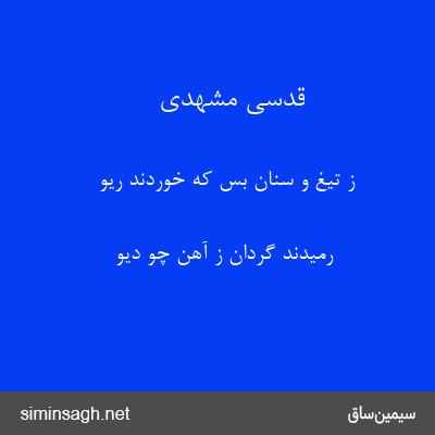 قدسی مشهدی - ز تیغ و سنان بس که خوردند ریو