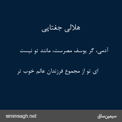 هلالی جغتایی - آدمی، گر یوسف مصرست، مانند تو نیست