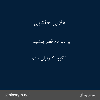 هلالی جغتایی - بر لب بام قصر بنشینم