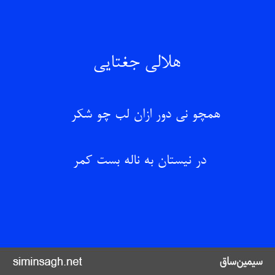 هلالی جغتایی - همچو نی دور ازان لب چو شکر