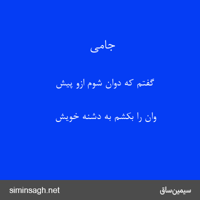 جامی - گفتم که دوان شوم ازو پیش