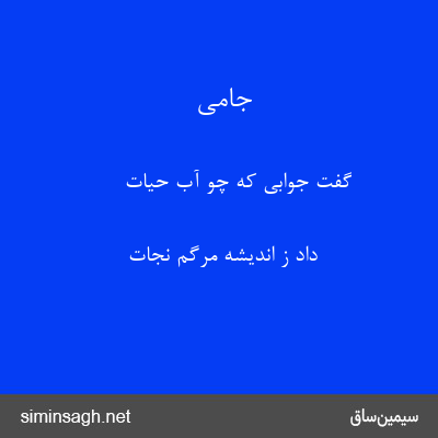 جامی - گفت جوابی که چو آب حیات