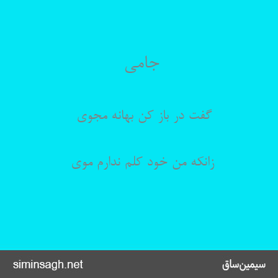 جامی - گفت در باز کن بهانه مجوی