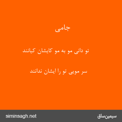 جامی - تو دانی مو به مو کایشان کیانند