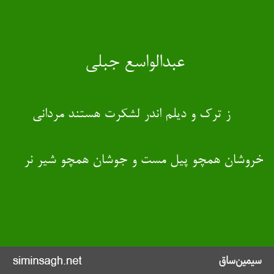 عبدالواسع جبلی - ز ترک و دیلم اندر لشکرت هستند مردانی