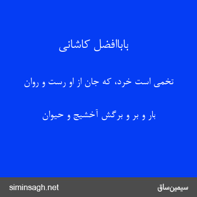 باباافضل کاشانی - تخمی است خرد، که جان از او رُست و روان