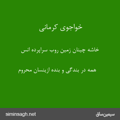 خواجوی کرمانی - خاشه چینان زمین روب سراپردهٔ انس