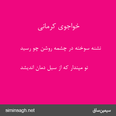 خواجوی کرمانی - تشنهٔ سوخته در چشمهٔ روشن چو رسید