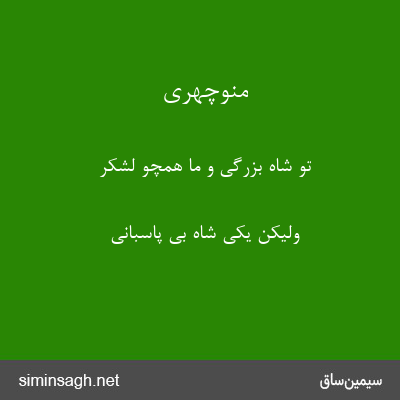 منوچهری - تو شاه بزرگی و ما همچو لشکر