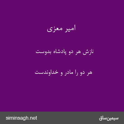 امیر معزی - نازش هر دو پادشاه بدوست