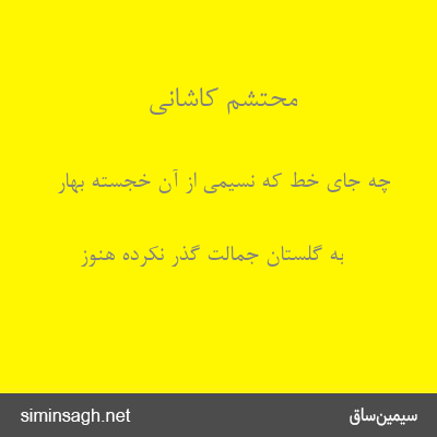 محتشم کاشانی - چه جای خط که نسیمی از آن خجسته بهار