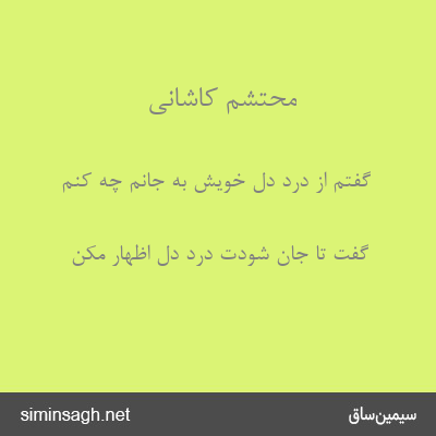 محتشم کاشانی - گفتم از درد دل خویش به جانم چه کنم