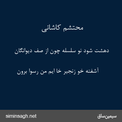 محتشم کاشانی - دهشت شود نو سلسله چون از صف دیوانگان