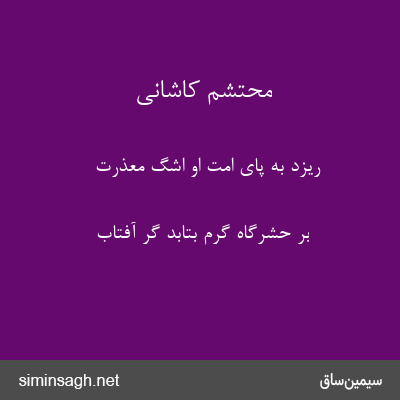 محتشم کاشانی - ریزد به پای امت او اشگ معذرت