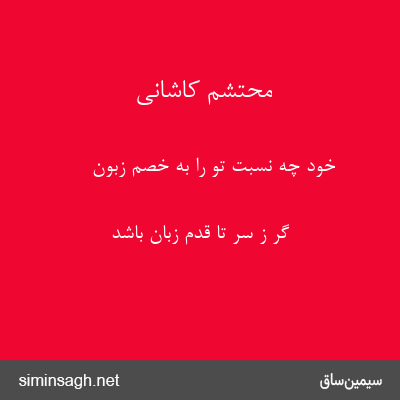 محتشم کاشانی - خود چه نسبت تو را به خصم زبون