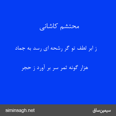 محتشم کاشانی - ز ابر لطف تو گر رشحه ای رسد به جماد