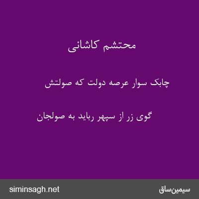 محتشم کاشانی - چابک سوار عرصهٔ دولت که صولتش