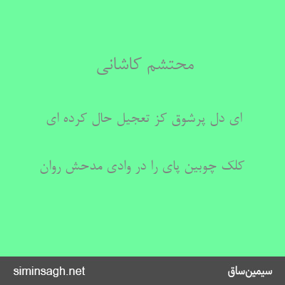 محتشم کاشانی - ای دل پرشوق کز تعجیل حال کرده ای