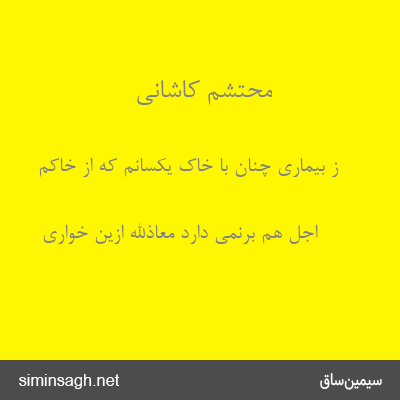 محتشم کاشانی - ز بیماری چنان با خاک یکسانم که از خاکم