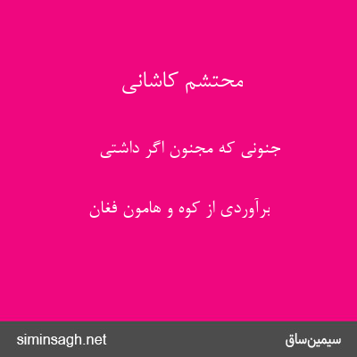 محتشم کاشانی - جنونی که مجنون اگر داشتی